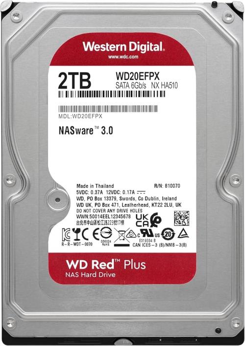 WD Red Plus Nas 2TB 5400 RPM 64MB 7/24 NAS (WD20EFPX) Harddisk